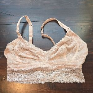 Seraphine Lace Longline Bralette Wireless Soft Pink Cream Size S